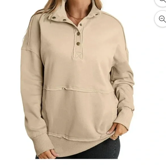 NWOT never worn. Women's Beige Pullover Sweatshirt size xl - Picture 4 of 8